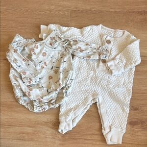 Baby Cream Floral Matching Set